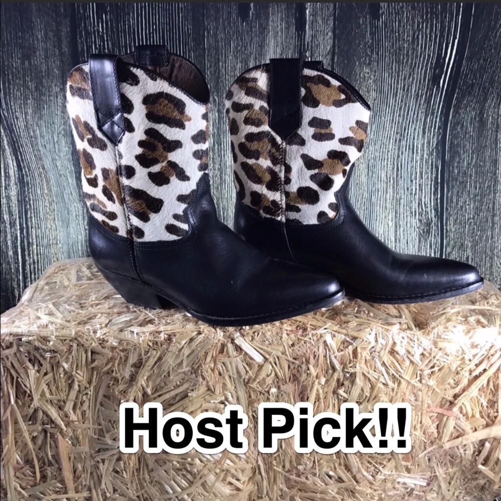 Host Pick! Guess Leather Animal Hair Cowboy Boot